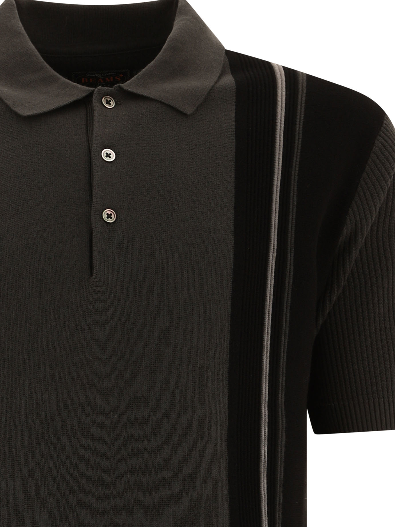 BEAMS PLUS Black   Knit polo shirt